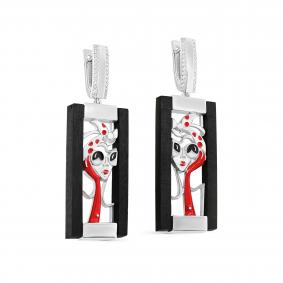 Серебряные серьги KABAROVSKY с фианитом и дерево грабом K2-212-80001 K2-212-80001 фото