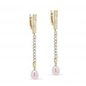 Серьги из лимонного золота KABAROVSKY K2-2136-1500 с бриллиантом и жемчугом K2-2136-1500 фото