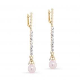 Серьги из лимонного золота KABAROVSKY K2-2137-1500 с бриллиантом и жемчугом K2-2137-1500 фото