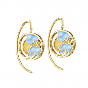 Серьги из лимонного золота KABAROVSKY K2-2143-10601 с янтарём и эмалью K2-2143-10601 фото