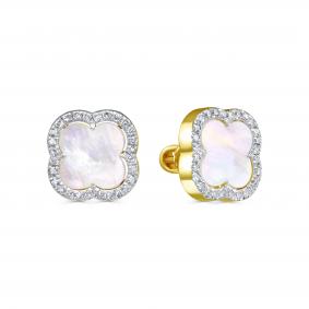 Серьги из лимонного золота KABAROVSKY K2-2182-6200 с бриллиантом и перламутром K2-2182-6200 фото