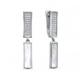 Серебряные серьги KABAROVSKY K2-228-6200 с фианитом и перламутром K2-228-6200 фото