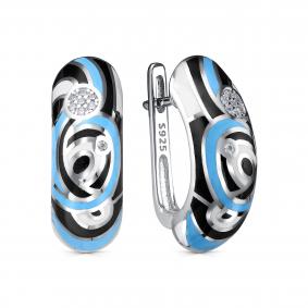 Серебряные серьги KABAROVSKY K2-9133-7901 с фианитом и эмалью K2-9133-7901 фото