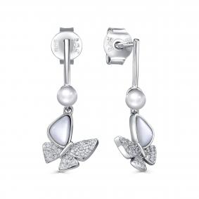 Серебряные серьги KABAROVSKY K2-9139-6200 с фианитом, жемчугом и перламутром K2-9139-6200 фото