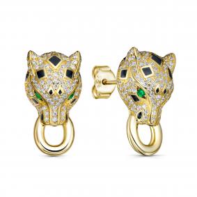 Серьги из лимонного серебра KABAROVSKY K2-9244-7987 с фианитом и эмалью K2-9244-7987 фото