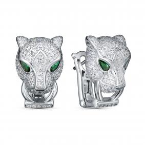 Серебряные серьги KABAROVSKY K2-9249-7902 с фианитом и эмалью K2-9249-7902 фото