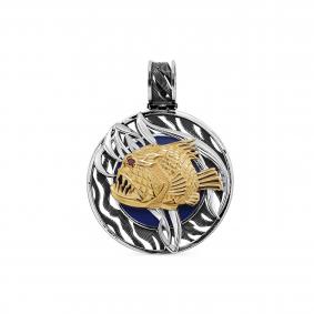 Подвеска из золочёного серебра KABAROVSKY K3-317-40389 с фианитом, керамикой и эмалью K3-317-40389 фото