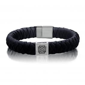 Кожаный браслет KABAROVSKY с декоративным элементом и замком из серебра с фианитом K4-016-90889 K4-016-90889 фото