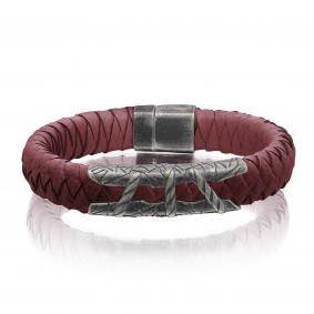 Кожаный браслет KABAROVSKY с декоративным элементом и замком из черненого серебра K4-027-90383 K4-027-90383 фото