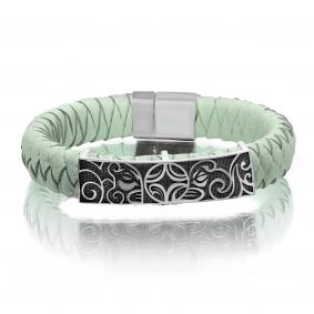 Кожаный браслет KABAROVSKY с декоративным элементом и замком из серебра K4-029-92089 K4-029-92089 фото