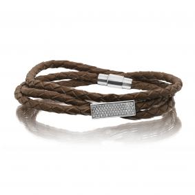 Кожаный шнурок с декоративным элементом из серебра KABAROVSKY с фианитом K4-035-91300 K4-035-91300 фото