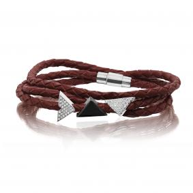 Кожаный шнурок с декоративным элементом из серебра KABAROVSKY с керамикой и фианитом K4-036-90389 K4-036-90389 фото