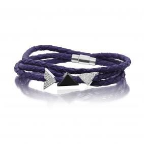 Кожаный шнурок с декоративным элементом из серебра KABAROVSKY с керамикой и фианитом K4-036-90589 K4-036-90589 фото