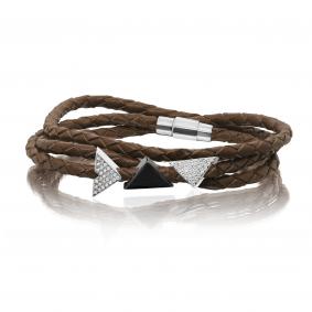 Кожаный шнурок с декоративным элементом из серебра KABAROVSKY с керамикой и фианитом K4-036-91389 K4-036-91389 фото