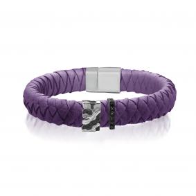 Кожаный браслет KABAROVSKY с декоративным элементом и замком из серебра с керамикой и фианитом K4-037-90289 K4-037-90289 фото