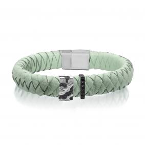 Кожаный браслет KABAROVSKY с декоративным элементом и замком из серебра с керамикой и фианитом K4-037-92089 K4-037-92089 фото