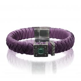 Кожаный браслет KABAROVSKY с декоративным элементом и замком из черненого серебра с ониксом K4-040-90283 K4-040-90283 фото