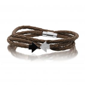 Кожаный шнурок с декоративным элементом из серебра KABAROVSKY с фианитом K4-041-91389 K4-041-91389 фото