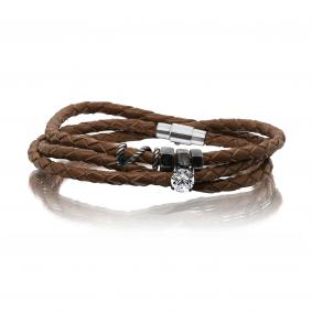 Кожаный шнурок с декоративным элементом из черненого серебра KABAROVSKY с фианитом K4-044-91383 K4-044-91383 фото