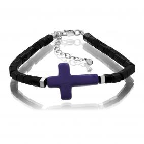 Серебряный браслет Крест KABAROVSKY с бирюзой и ювелирным кристаллом K4-061-70200 K4-061-70200 фото