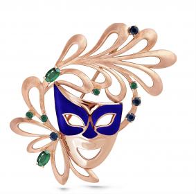 Золотая брошь KABAROVSKY K5-0023-4407 с изумрудом, сапфиром и эмалью K5-0023-4407 фото