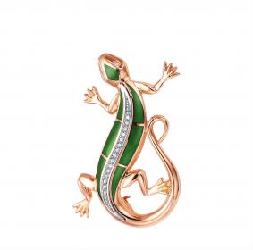 Золотая брошь KABAROVSKY K5-0025-1013 с бриллиантом и эмалью K5-0025-1013 фото