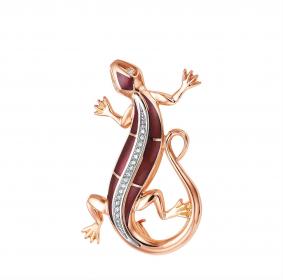 Золотая брошь KABAROVSKY K5-0025-1025 с бриллиантом и эмалью K5-0025-1025 фото