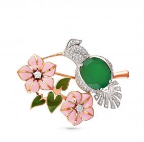 Золотая брошь KABAROVSKY K5-0036-1901 с бриллиантом, ониксом и эмалью K5-0036-1901 фото