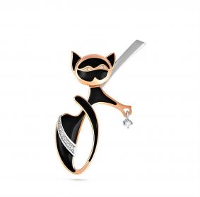 Золотая брошь KABAROVSKY K5-0038-1002 с бриллиантом и эмалью K5-0038-1002 фото