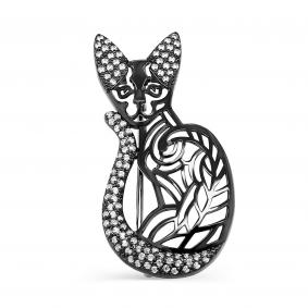 Серебряная брошь KABAROVSKY K5-037-7989 с фианитом и керамикой K5-037-7989 фото