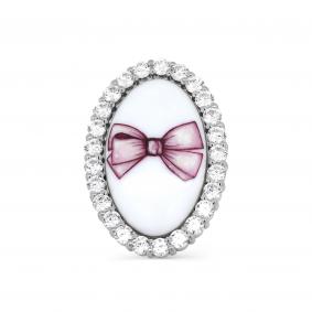 Серебряная брошь KABAROVSKY K5-047-7922 с фианитом и финифтью K5-047-7922 фото