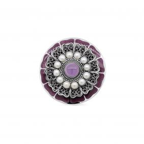 Брошь из черненого серебра KABAROVSKY K5-050-10201 с кварцем, жемчугом и эмалью K5-050-10201 фото