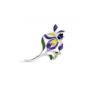 Серебряная брошь KABAROVSKY K5-051-40801 с фианитом и эмалью K5-051-40801 фото