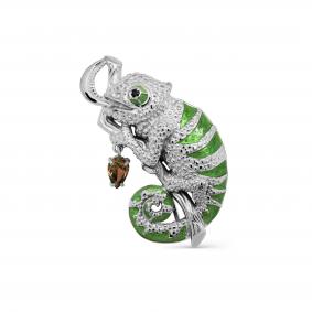 Серебряная брошь KABAROVSKY K5-087-31300 с фианитом, эмалью и Swarovski K5-087-31300 фото