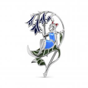 Серебряная брошь KABAROVSKY K5-102-7901 с фианитом и эмалью K5-102-7901 фото