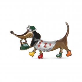 Брошь из золочёного серебра KABAROVSKY K5-140-40301 с фианитом и эмалью K5-140-40301 фото