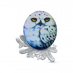 Серебряная брошь KABAROVSKY K5-154-7948 с фианитом и эмалью K5-154-7948 фото