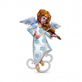 Серебряная брошь KABAROVSKY K5-162-7950 с фианитом и эмалью K5-162-7950 фото