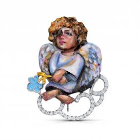 Серебряная брошь KABAROVSKY K5-164-7950 с фианитом и эмалью K5-164-7950 фото