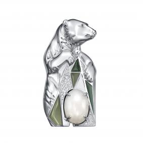 Серебряная брошь KABAROVSKY K5-234-9001 с фианитом, эмалью и лунным камнем K5-234-9001 фото