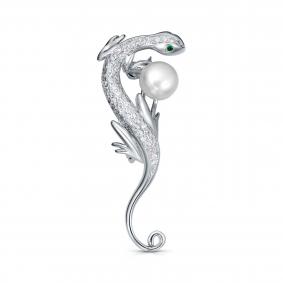 Серебряная брошь KABAROVSKY K5-9005-1500 с фианитом и жемчугом K5-9005-1500 фото