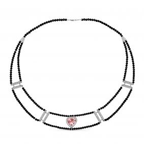 Колье из белого золота KABAROVSKY K6-1078-10400 с бриллиантом, ониксом и морганитом K6-1078-10400 фото