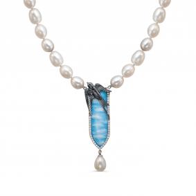 Золотое колье KABAROVSKY K6-1119-1522 с бриллиантом, жемчугом и финифтью K6-1119-1522 фото