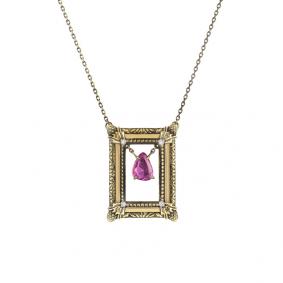 Колье из лимонного золота KABAROVSKY K6-2075-1183 с бриллиантом и сапфиром K6-2075-1183 фото
