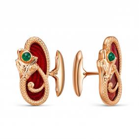 Золотые запонки Символ года Дракон с ониксом и эмалью K7-0005-7901 K7-0005-7901 фото