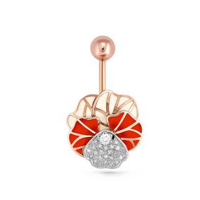 Золотой пирсинг в пупок KABAROVSKY с бриллиантом и эмалью K9-0004-1029 K9-0004-1029 фото