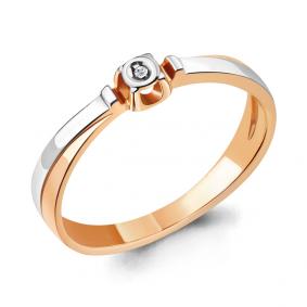 Кольцо из золочёного серебра AQUAMARINE А060120-пк с бриллиантом А060120-пк фото