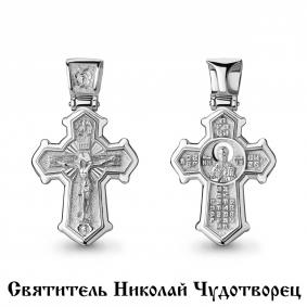 Серебряный крест Святитель Николай Чудотворец AQUAMARINE А12751 А12751 фото
