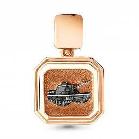 Подвеска из золочёного серебра Танк AQUAMARINE А16079-пк А16079-пк фото