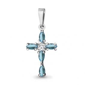 Серебряная подвеска AQUAMARINE А20332101Н с фианитом и ювелирным кристаллом А20332101Н фото